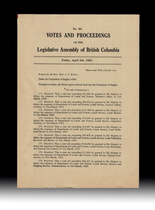 Item #4379 [ Women's Rights] 1951 : Votes and Proceedings of the Legislative Assembly of British...