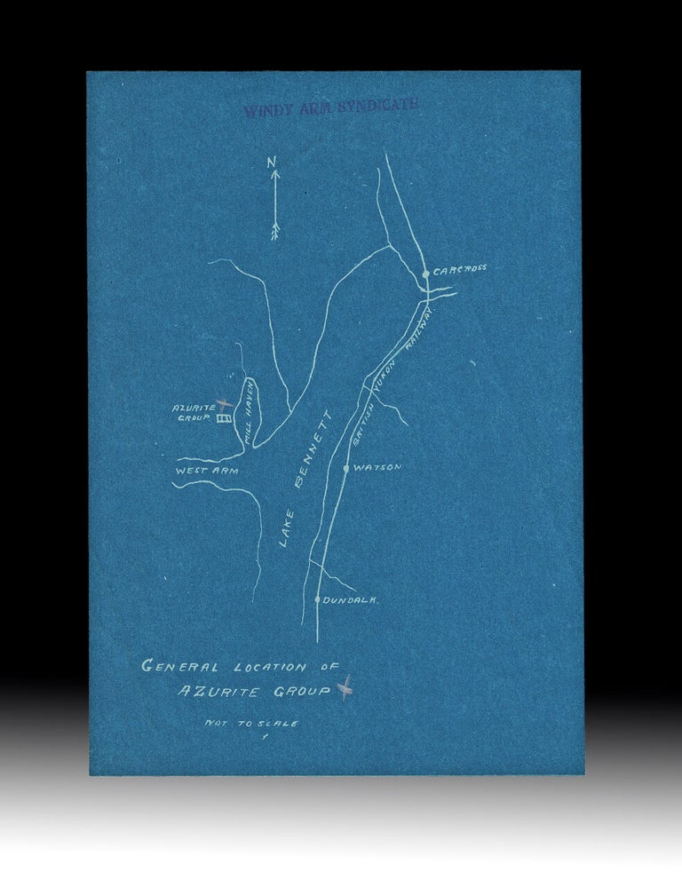 Item #4685 [British Yukon Rail] c. 1905 Map Locating the Azurite Group of Claims near Montana Mountain on Lake Bennett. Windy Arm Syndicate.