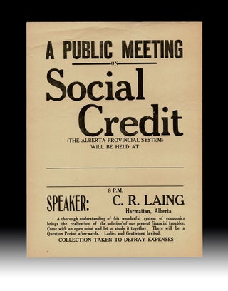 Item #4834 [Calgary] Circa 1940 Social Credit Party Public Meeting Announcement Poster for...