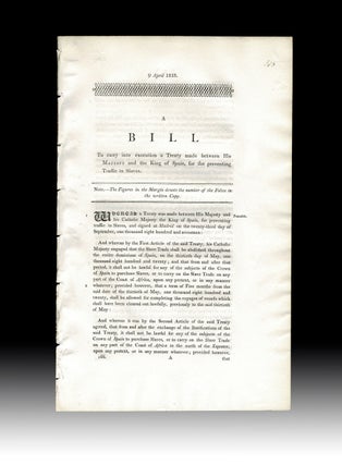 Item #4848 [Slavery] 1818 Treaty between England & Spain Preventing Traffic in Slaves. England...