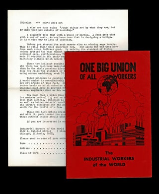 Item #4886 [Wobblies] One Big Union of the Industrial Workers of the World w. Promotional...