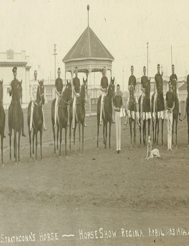 Item #5026 Photo of Lord Strathcona's Horse at 1914 Horse Show in Regina. The Carbon Studio.