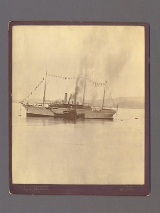 Maynard 1891 Photo of CPR Steamship 'Empress of India' Maiden Voyage in Victoria Harbor