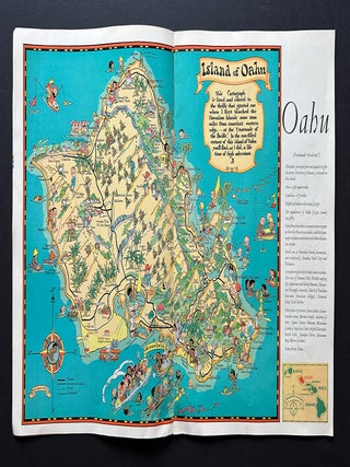[Surfing] The Story of Hawaii. 1930s Travel Guide w. Ruth Taylor White Cartoon Maps & Decorations