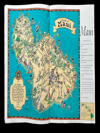 [Surfing] The Story of Hawaii. 1930s Travel Guide w. Ruth Taylor White Cartoon Maps & Decorations