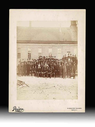 [Chinese, Seattle] Photo of Large Group of Men at Port Gamble, Washington Territory c. 1880s