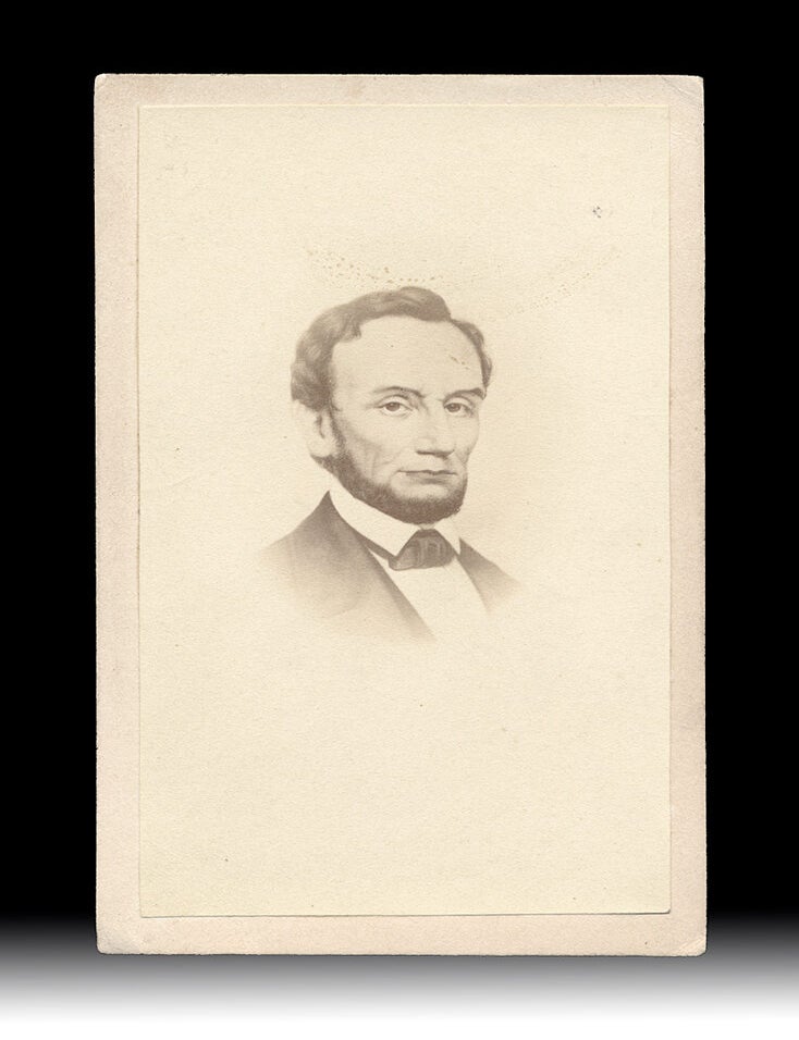 Item #5634 1860s Abraham Lincoln CDV. Alexander Gardner or Currier Mathew Brady, Ives?, Photographer.