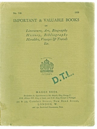 Item #858 Important & Valuable Books On Literature, Art, Biography History, Bibliography,...