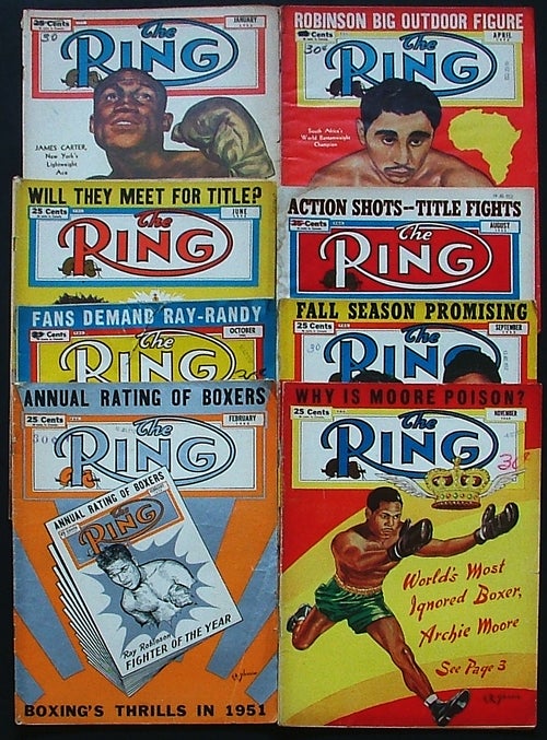 Item #952 The Ring. World's Foremost Boxing Magazine: January, February, April, June, August, September, October & November 1952 (eight issues). Na Fleischer, haniel.